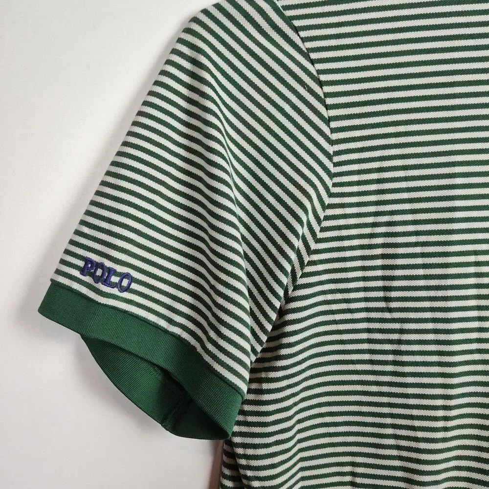 Polo Golf Ralph Lauren Polo Shirt Men's XXL Green/White Stripes Big Pony Pro Fit